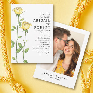 Invitation Beurre fleurs rose jaune mariage romantique floral
