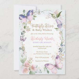 Invitation Beurre papillon baby shower baisers