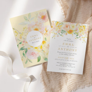 Invitation Beurre romantique Mariage d'aquarelle florale jaun