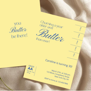 Invitation Beurre salé jaune minimaliste d'anniversaire
