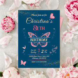 Invitation Beurre thème 8e anniversaire couleur bleue