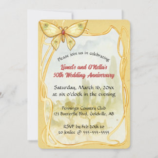 Invitation Beurterflyl et cadre or modifiables