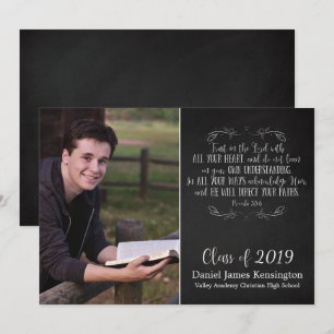 Invitation Bible chrétienne rustique Verse Graduation Photo