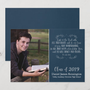 Invitation Bible chrétienne rustique Verse Graduation Photo