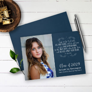Invitation Bible chrétienne rustique Verse Graduation Photo