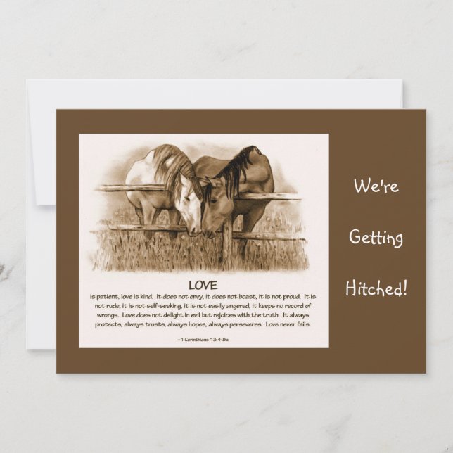 INVITATION BIBLE VERS :INVITE AU MARIAGE : CHEVAUX, PENCILE (Devant)