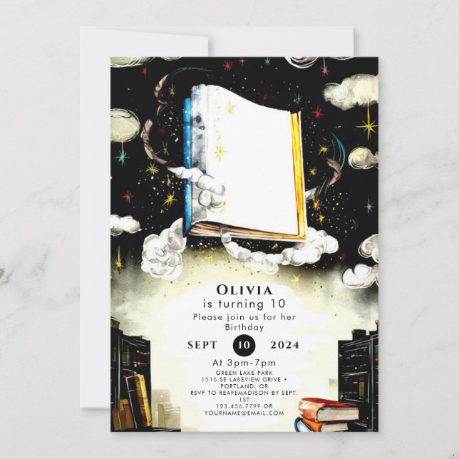 Invitation Bibliothèque Fairytale Livre d'histoire personnali (Devant)