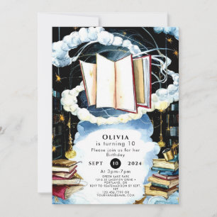Invitation Bibliothèque simple Fairytale Storybook Anniversai
