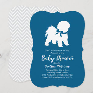Invitation Bichon Frise Chien Baby shower Garçon Bleu