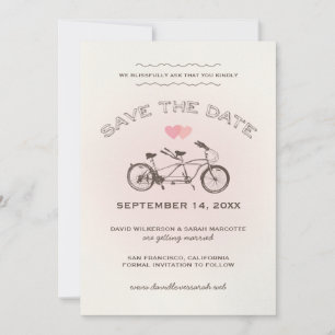 Invitation Bicycle en tandem rose adorable