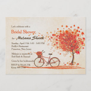 Invitation Bicyclette Automne Maple Tree Fête des mariées rus