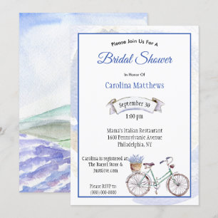 Invitation Bicyclette bleu rustique Lavender Fête des mariées