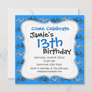 Invitation Bicyclettes Turquoises Turquoise Vintage Cool