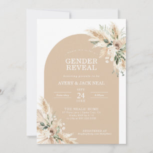 Invitation Biege Pampas Grass Baby Genre Reveal