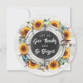 Invitation Bienheureux Thanksgiving Automne Tournesols Dîner