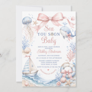 Invitation Bientôt à Vous Bébé Fille Baby Shower