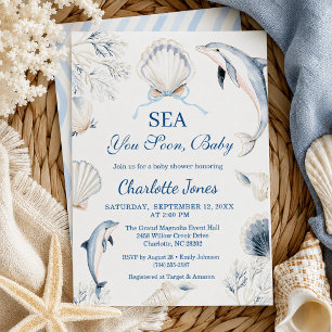 Invitation Bientôt à Vous Bébé Garçon Fête de Naissance Côtiè
