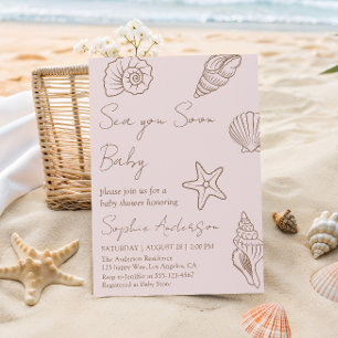 Invitation Bientôt Bébé sur le Rivage Fête de Naissance Coqui
