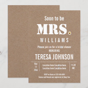 Invitation Bientôt être Mme kraft papier mariage douche nupti