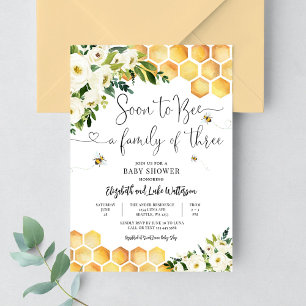 Invitation Bientôt être une famille de trois Baby showers