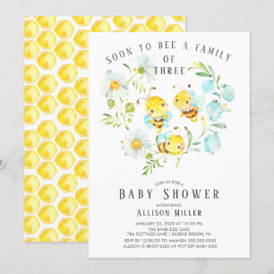 Invitation Bientôt la famille d'abeilles de 3 Baby showers In