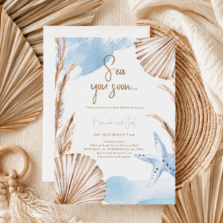 Invitation Bientôt l'Océan d'Été Garçon Bleu Baby Shower