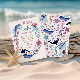Invitation Bientôt sous la mer baby shower Moderne