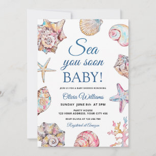Invitation Bientôt sous les mers Baby Shower Coquillage