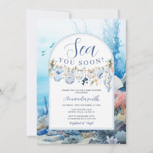 Invitation Bientôt sous les mers Baby Shower Garçon Thème Mar