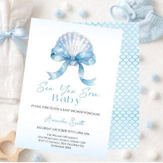 Invitation Bientôt sous l'océan Baby shower coquillage