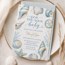 Bientôt sur les mers Coquillages bleus Baby Shower