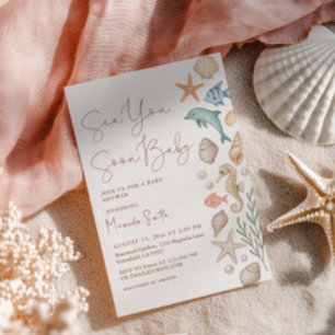 Invitation Bientôt sur les rivages Baby Shower Coquillages