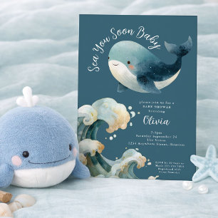 Invitation Bientôt Voir Baleine Océan Turquoise Baby Shower