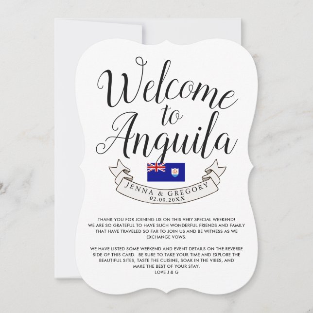 Invitation Bienvenue à Anguilla | Cadeau de mariage de destin (Devant)