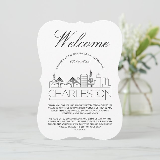 Invitation Bienvenue à Charleston | Détails pour les invités  (Debout devant)