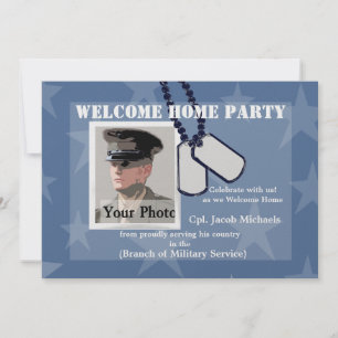 Invitation Bienvenue à la maison/ Chien militaire Tags
