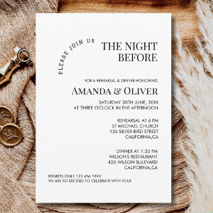 Invitation Bienvenue à la soirée d'avant la répétition de dîn