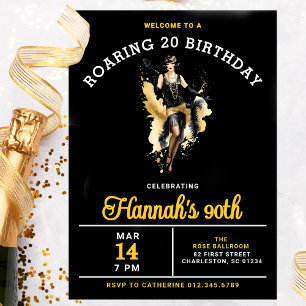 Invitation Bienvenue à une fête de Roaring 20 90th Birthday