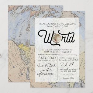 Invitation Bienvenue dans le Baby shower de voyage mondial