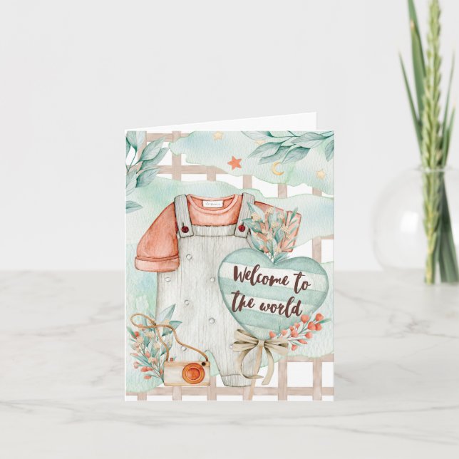 Invitation Bienvenue dans le monde, Baby Boy Card (Devant)