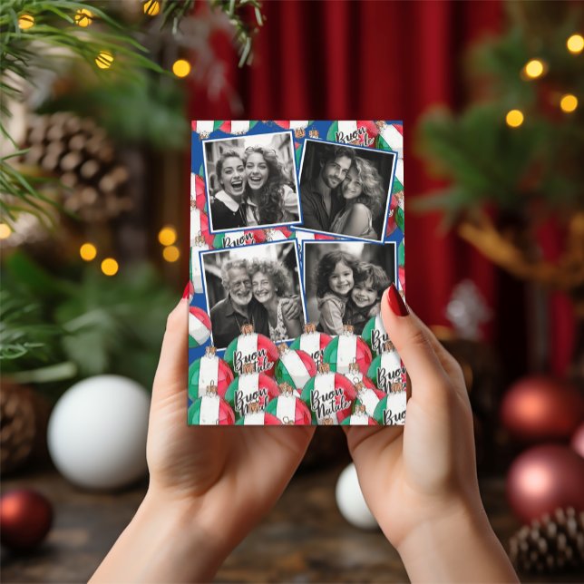 Invitation Bienvenue de Noël à Buon Natale Royal Blue Invitat (Buon Natale Italian Flag Ornaments Photo Postcard
(holds 5 photos))