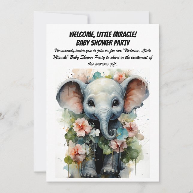 Invitation Bienvenue, Petit Miracle ! - Baby shower Party Inv (Devant)