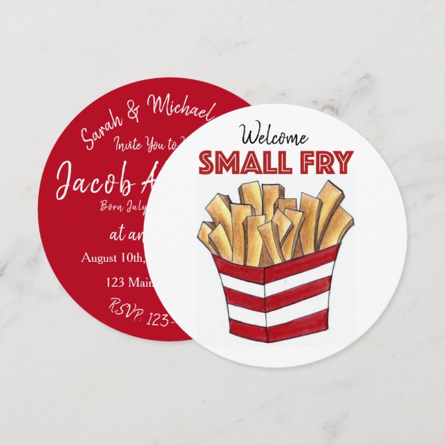 Invitation Bienvenue Petite Fry Fries Français Nouvelle Douch (Devant / Derrière)