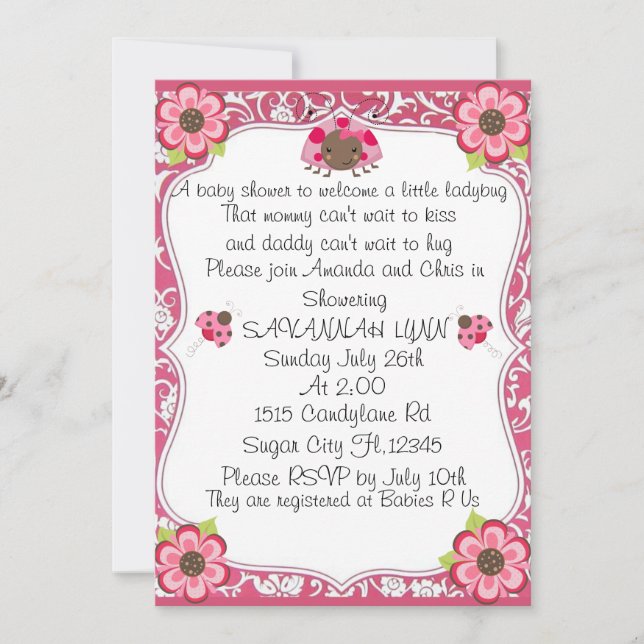 Invitation Bienvenue Une Petite Lady Bug Baby shower Invitati (Devant)