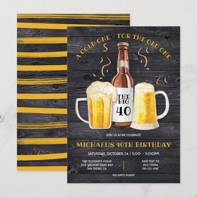 Invitation Bière Anniversaire fête devenant plus vieux drôle  (Devant / Derrière)