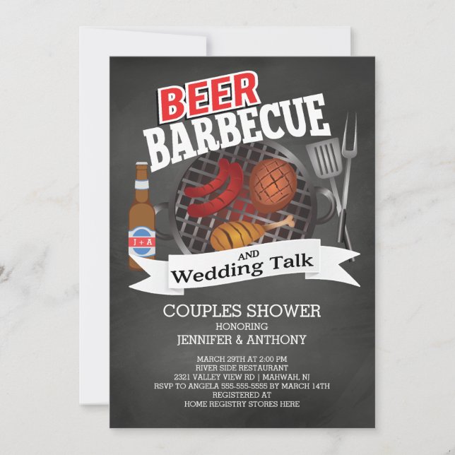 Invitation Bière Barbecue Mariage Talk Couples Douche (Devant)