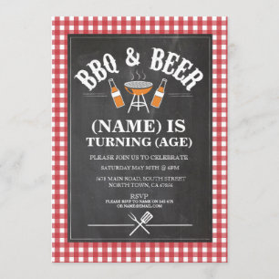 Invitation Bière BBQ Anniversaire Fête N'IMPORTE QUEL ÂGE Inv