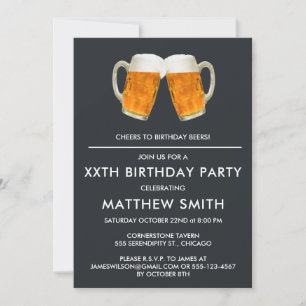 Invitation Bière fête d'anniversaire à la fois moderne élégan