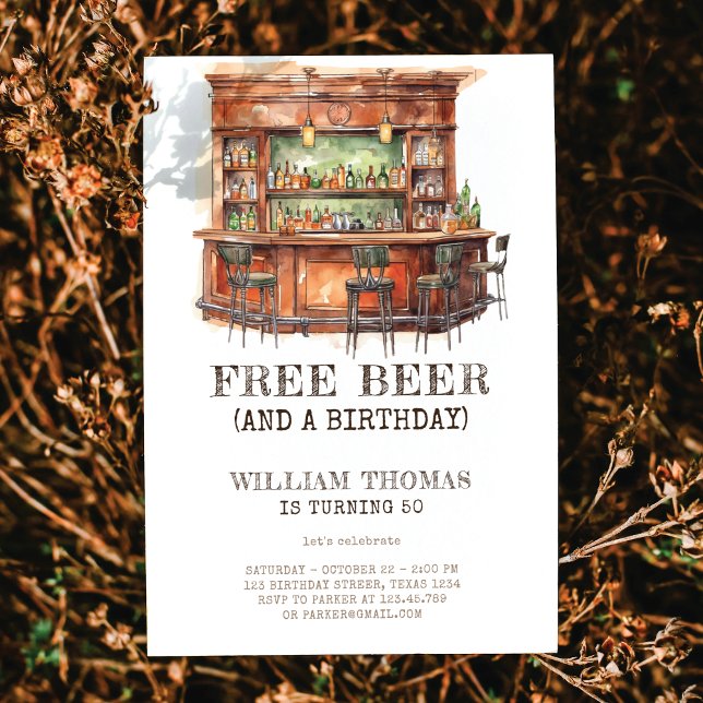 Invitation Bière Gratuite Amusante Adulte Anniversaire N'Impo (Créateur téléchargé)