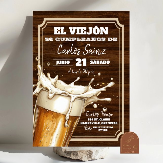 Invitation Bière mexicaine espagnole El Viejon (Créateur téléchargé)